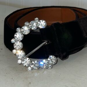 Vintage Calderon black velvet & crystal embellished buckle belt  31” - 34”